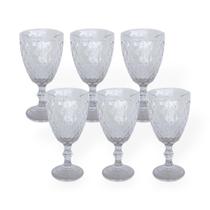 Kit 6 Taças de Vidro Transparente 314ml 17cm Design Lapidado Ideal para Vinho, Água e Mesa Posta
