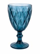Kit 6 Taças Diamante Azul 325ml Vidro Elegante para Água Suco Bebidas