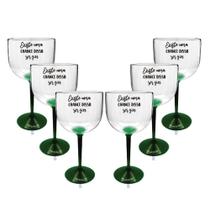 Kit 6 Taças Gin Bicolor Verde Acrílico Personalizada