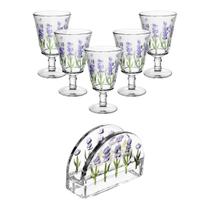 Kit 6 Taças Lavanda 240ml e Porta Guardanapo 12,5cm Vidro Kit 6 Taças Lavanda 240ml e Porta Guardanapo 12,5cm Vidro