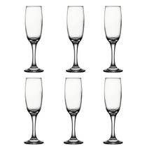 Kit 6 Taças Para Champanhe Espumante Vinho Vidro Liso Transparente Lira 210ml G4U Class Home