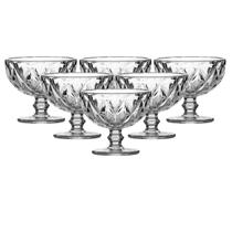 Kit 6 Taças Sobremesa Elegante Diamante 335mL Transparente
