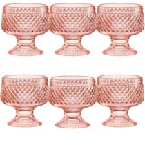 Kit 6 Taças Sobremesa Vidro Rose 250ml Bico de Jaca Wheaton Presente Elegante