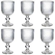 Kit 6 Taças Vidro 270ml Com Pé para Mesa Posta Fina Requintada Jantar Bar Decoração Sofisticada Estilo Atemporal Utensílio Cozinha Bebida Bar Drink