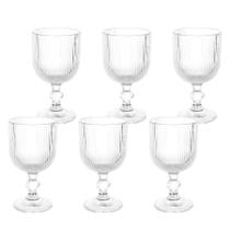 Kit 6 Taças Vidro 340ml Canelado Versalhes Transparente Bulk
