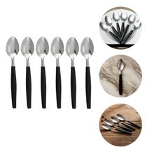 Kit 6 Talheres de Mesa Inox Cabo Plástico Preto Resistentes Cozinha Uso Diário Restaurantes