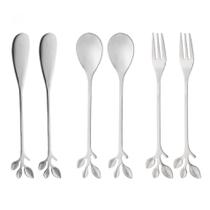 Kit 6 Talheres Leaves Colher Garfo Espátula Aço Inox Wolff