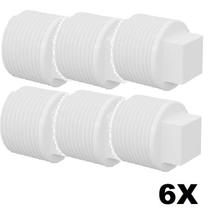 Kit 6 Tampão Plug PVC Roscável 1.1/2" Branco (50mm) Tigre