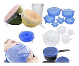 Kit 6 Tampas De Silicone Elástica Para Pote Panela Forma