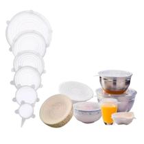 Kit 6 Tampas De Silicone Para Panelas Potes Forma Universal Kit 6 Tampas De Silicone Para Panelas Potes Forma Universal