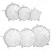 Kit 6 tampas de silicone transparente para potes e panelas - DASSHAUS Tabua De Passar Roupa Porta Copo Descartavel