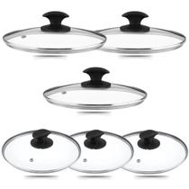 Kit 6 Tampas De Vidro Temperado Para Panelas Caçarolas 18 Cm 20 Cm 22 Cm 24 Cm 26 Cm e 28 Cm Cozinha