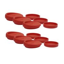 Kit 6 Tampas E Base de Silicone Vermelha