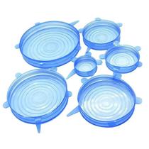 Kit 6 Tampas Extensíveis E Maleáveis De Silicone