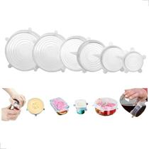 Kit 6 Tampas Silicone Lavável Flexível Universal Cozinha