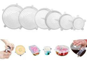 Kit 6 Tampas Silicone Lavável Flexível Universal Cozinha