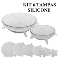 Kit 6 Tampas Silicone Panela Pote Universal Flexível - EMB-UTILIT