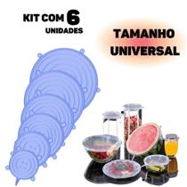 Kit 6 Tampas Silicone Panela Pote Universal Flexível Lavável