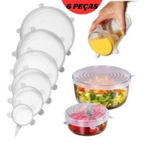 Kit 6 Tampas Silicone Universal Multiuso Para Potes Panela frutas e legumes Premium