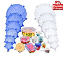 Kit 6 Tampas Tampa Silicone Elastica Reutilizável Elástica para Potes Tapoer Panela Cozinha Flexivel - SHOPDAN