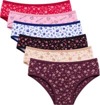 Kit 6 Tanga Calcinha Adulto Feminina de Cotton Algodão Estampado Famy
