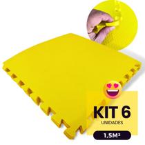 Kit 6 Tatame Infantil 1,5m² Tapete EVA 50x50 10mm p/ Bebê Criança Exercicios Interativo + Bordas de Acabamento