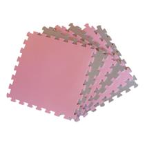 Kit 6 Tatame Tapete EVA Rosa Claro e Cinza 50x50x1cm 10mm