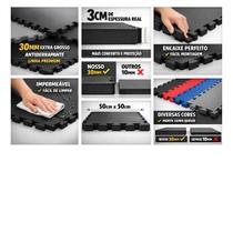 Kit 6 Tatames Tapetes EVA 50x50x3cm 30mm PRETO Linha PREMIUM com Bordas de Acabamento Kit 6 Tatames Tapetes EVA 50x50x3cm 30mm PRETO Linha PREMIUM com Bordas de Acabamento