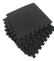 Kit 6 Tatames Tapetes EVA Com Borda 50cm X 50cm X 1cm Preto Equipacasa
