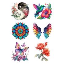 Kit 6 Tatuagem Temporaria Tema Femininos