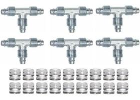 Kit 6 Tee 8mm Roscado Suspensão Ar Rodoar Conexão +18 Porca