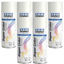 Kit 6 Tekspray Tinta Super Color Uso Geral Branco Fosco 350ml