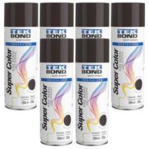 Kit 6 Tekspray Tinta Super Color Uso Geral Marrom 350ml