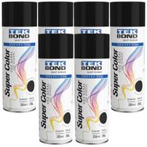 Kit 6 Tekspray Tinta Super Color Uso Geral Preto Fosco 350ml