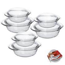 Kit 6 Terrinas de Vidro 3 de Cada 1L 2,3L Base+Tampa Marinex