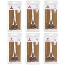 Kit 6 Tesouras de Cabelo Mundial Aço Inox Bronze Fio Laser 7 Polegadas
