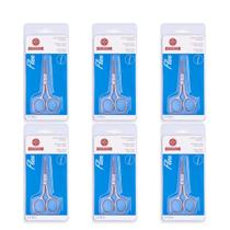 Kit 6 Tesouras de Unha Mundial Aço Inox Flex Curva Kit 6 Tesouras de Unha Mundial Aço Inox Flex Curva