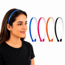 Kit 6 Tiara Plástico Encapada com Fita de Gorgurão coloridas