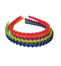 Kit 6 Tiaras Arco Colorido Zig Zag c/Glitter Fantasia Festa