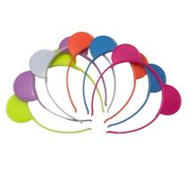 Kit 6 Tiaras Arco Com Orelhinhas Colorido 11Cm Fantasia