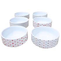 Kit 6 Tigela Bowl Cumbuca Sopa Sorvete 300ml - Porcelana Decoração:Poá preto Kit 6 Tigela Bowl Cumbuca Sopa Sorvete 300ml - Porcelana Decoração:Poá preto