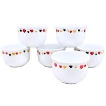 Kit 6 Tigela Bowl Cumbuca Sopa Sorvete Porcelana 350ml Estampa:Corações pretos, vermelhos e marrons Kit 6 Tigela Bowl Cumbuca Sopa Sorvete Porcelana 350ml Estampa:Corações pretos, vermelhos e marrons