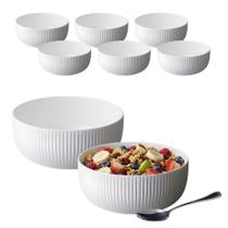 Kit 6 Tigela Bowl De Vidro Redonda Sobremesa Branco Opaline 800ml