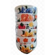 Kit 6 tigelas 500 ml Porcelana decoração flores frutas Kit 6 tigelas 500 ml Porcelana decoração flores frutas