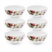 Kit 6 Tigelas Bowl Natalina em Melamina 300ml Folhagens e Azevinhos - Magizi