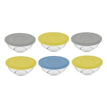 Kit 6 Tigelas Bowl Redonda Tampa Sortida Vidro 500ml Marinex