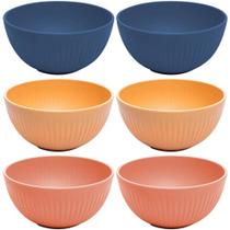 Kit 6 Tigelas Bowls Bambu Plástico Sortidos 12x6cm Stripes Lyor Cumbuca Sobremesa Frutas