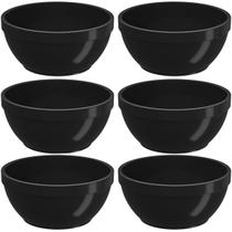 Kit 6 Tigelas Bowls Cumbucas 300ml Para Servir Preto Uno Coza 11,5x5cm Redondo Potinhos
