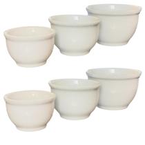 Kit 6 Tigelas / Cumbucas Encaixáveis (420ml, 255ml, 150ml) - Porcelana Branca