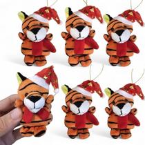 Kit 6 Tigrinho Natalino Gorro Cachecol Vermelho Pelucia 8cm
